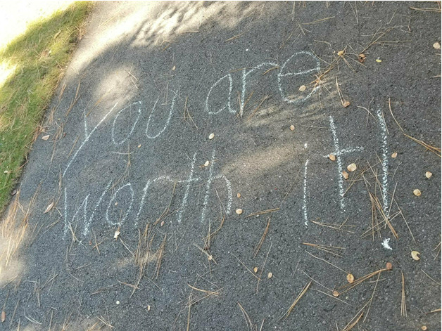 Sidewalk chalk-writing for NEDA walk